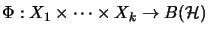 $ \Phi: X_1 \times \dots \times X_k \rightarrow B(\H)$