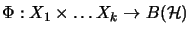 $ \Phi: X_1 \times \dots X_k \rightarrow B(\H)$
