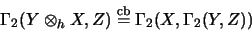 \begin{displaymath}\Gamma_2(Y\otimes_{h}X, Z) \stackrel{\mathrm{cb}}{=}\Gamma_2(X,\Gamma_2(Y,Z))\end{displaymath}