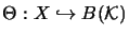 $\Theta: X \hookrightarrow B(\mathcal{K})$