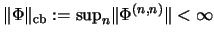 $\Vert\Phi\Vert _{\mathrm{cb}} :=
{\sup}_n \Vert\Phi^{(n,n)}\Vert< \infty$