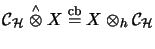 ${\mathcal{C}}_\mathcal{H}\stackrel{\scriptscriptstyle\wedge}{\otimes}X \stackrel{\mathrm{cb}}{=}X \otimes_{h}{\mathcal{C}}_\mathcal{H}$