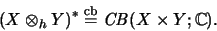 \begin{displaymath}(X\otimes_h Y)^* \stackrel{\mathrm{cb}}{=}\mathit{CB}(X \times Y;{\mathbb{C} }).
\end{displaymath}