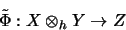 \begin{displaymath}\tilde\Phi : X \otimes_h Y \rightarrow Z
\end{displaymath}