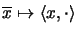 $\overline{x} \mapsto
\langle x, \cdot \rangle$