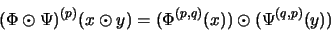 \begin{displaymath}(\Phi \odot \Psi)^{(p)}(x \odot y) =
(\Phi^{(p,q)}(x)) \odot (\Psi^{(q,p)}(y))
\end{displaymath}