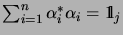 $ \sum_{i=1}^n\alpha_i^*\alpha_i=\mathrm{1\!\!\!\:l}_j$