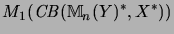 $\displaystyle M_1(\mathit{CB}({\mathbb{M}}_n(Y)^*,X^*))$