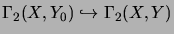 $ \Gamma_2(X,Y_0) \hookrightarrow \Gamma_2(X,Y)$