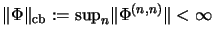 $ \Vert\Phi\Vert _{\mathrm{cb}} :=
{\sup}_n \Vert\Phi^{(n,n)}\Vert< \infty$