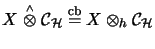 $ X \stackrel{\scriptscriptstyle \wedge}{\otimes}{\mathcal{C}}_\H\stackrel{\mathrm{cb}}{=}X \otimes_{h}{\mathcal{C}}_\H$