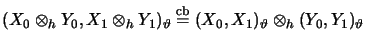 $\displaystyle (X_0 \otimes _h Y_0, X_1 \otimes_h Y_1)_\vartheta \stackrel{\mathrm{cb}}{=}
(X_0,X_1)_\vartheta \otimes_h (Y_0,Y_1)_\vartheta
$