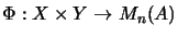 $ \Phi : X \times Y \rightarrow M_n(A)$