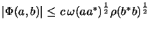 $\displaystyle \mbox{$
\vert \Phi(a, b)\vert
\leq
c\, \omega(a a^*)^\frac{1}{2}
\rho(b^* b)^\frac{1}{2}
$}$