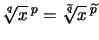 $\displaystyle \sqrt[\uproot{2}q]{x}\,^p = \sqrt[\uproot{2}\widetilde{q}]{x}\,^{\widetilde{p}}$