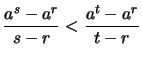 $\displaystyle \frac{a^s-a^r}{s-r} < \frac{a^t-a^r}{t-r}$