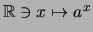 $ \mathbb{R}\ni x \mapsto a^x $