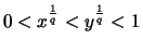 $ 0< x^{\frac{1}{q}} < y^{\frac{1}{q}} < 1 $