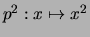 $ p^2 : x \mapsto x^2 $