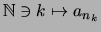 $\displaystyle \mathbb{N}\ni k \mapsto a_{n_k}
$