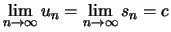 $ \lim\limits_{n\to\infty} u_n = \lim\limits_{n\to\infty} s_n = c $