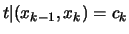 $\displaystyle t\vert(x_{k-1},x_k) = c_k$