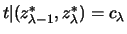 $ t\vert(z_{\lambda-1}^*,z_\lambda^*) = c_\lambda $