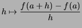 $\displaystyle h \mapsto \frac{f(a+h)-f(a)}{h}$