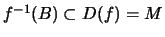 $ f^{-1}(B) \subset D(f)= M$