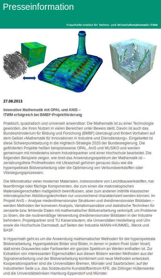 Pressemitteilung ITWM 2013-08-27